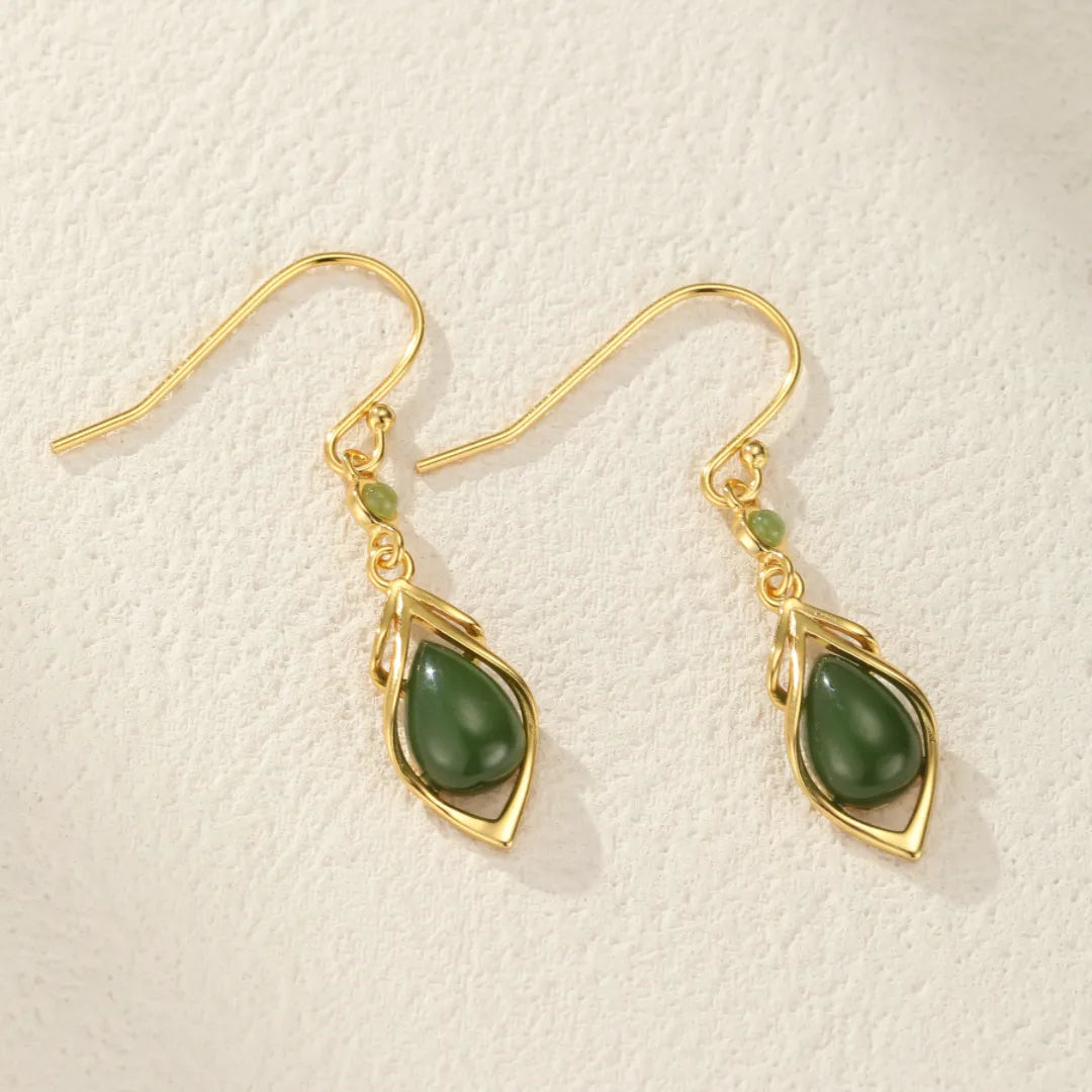 Jade Ohrringe "Harmonie Tropfen" Silber