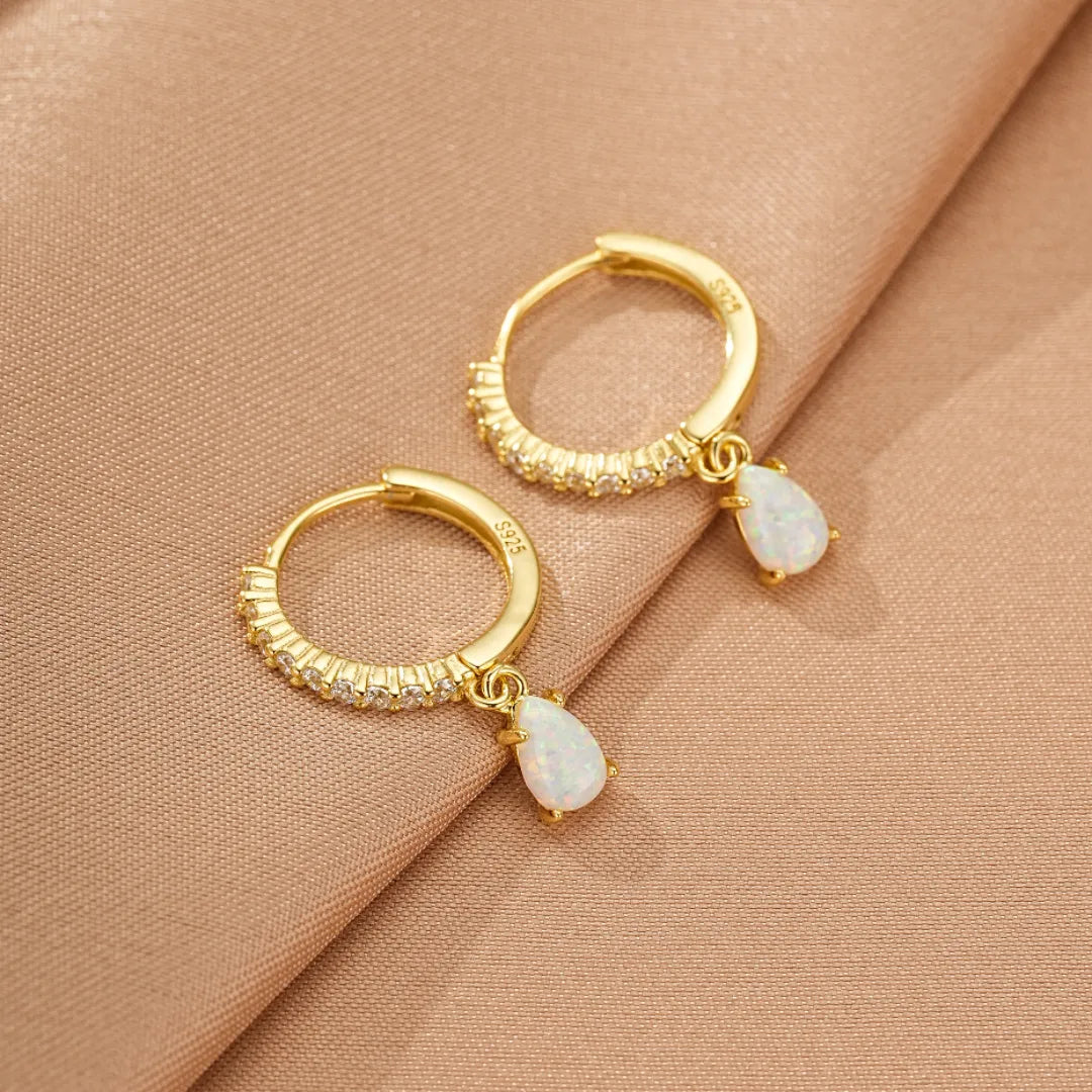 Opal Earrings "Astral Charm" Gold Plated Silver