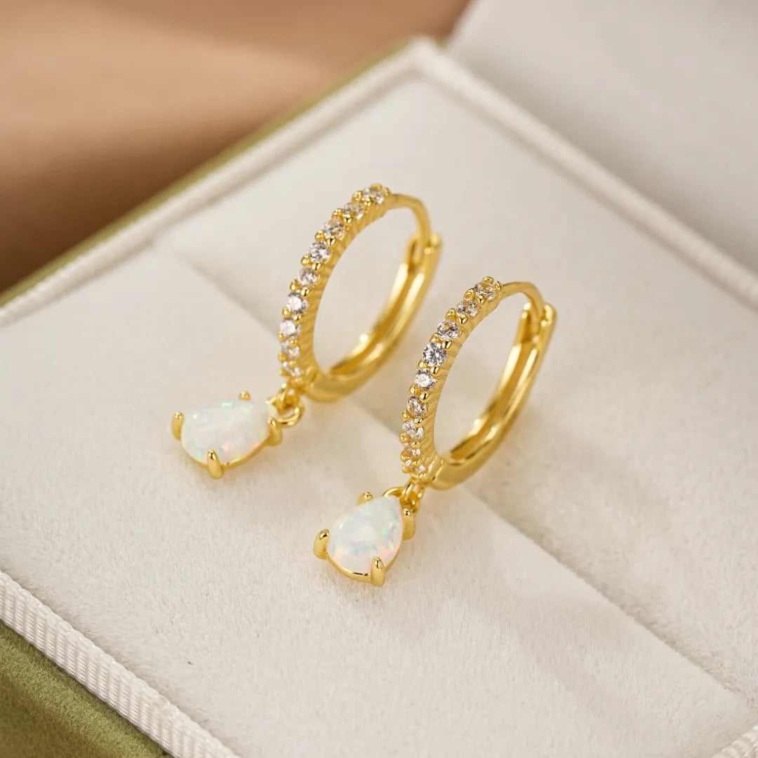 Opal Earrings "Astral Charm" Gold Plated Silver