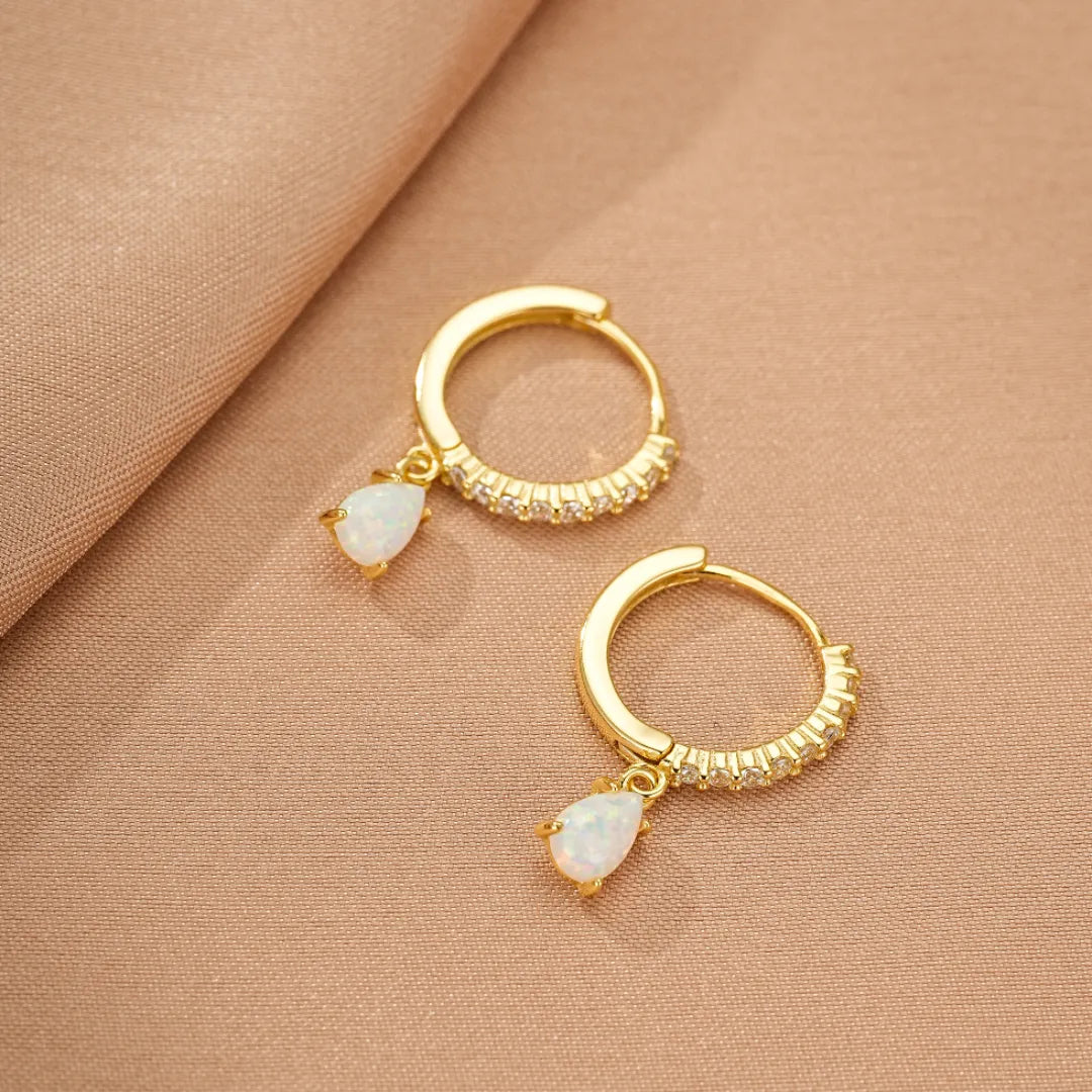 Opal Earrings "Astral Charm" Gold Plated Silver