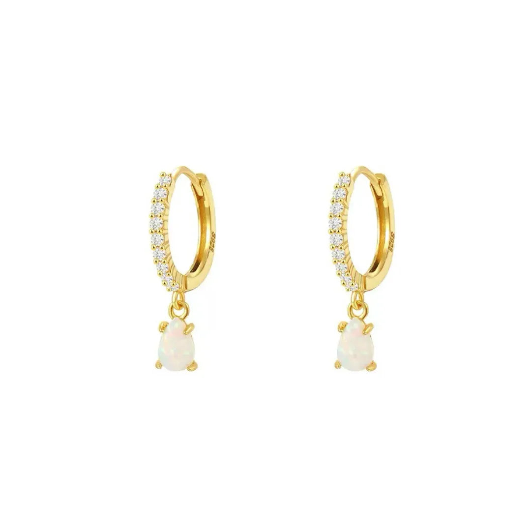 Opal Earrings "Astral Charm" Gold Plated Silver