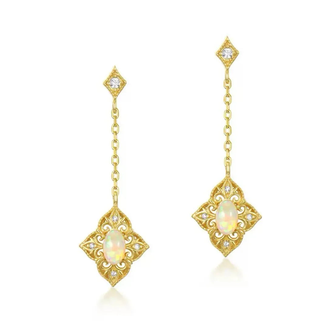 Orecchini Opale "Luce Antica" Argento Dorato Oro 10K