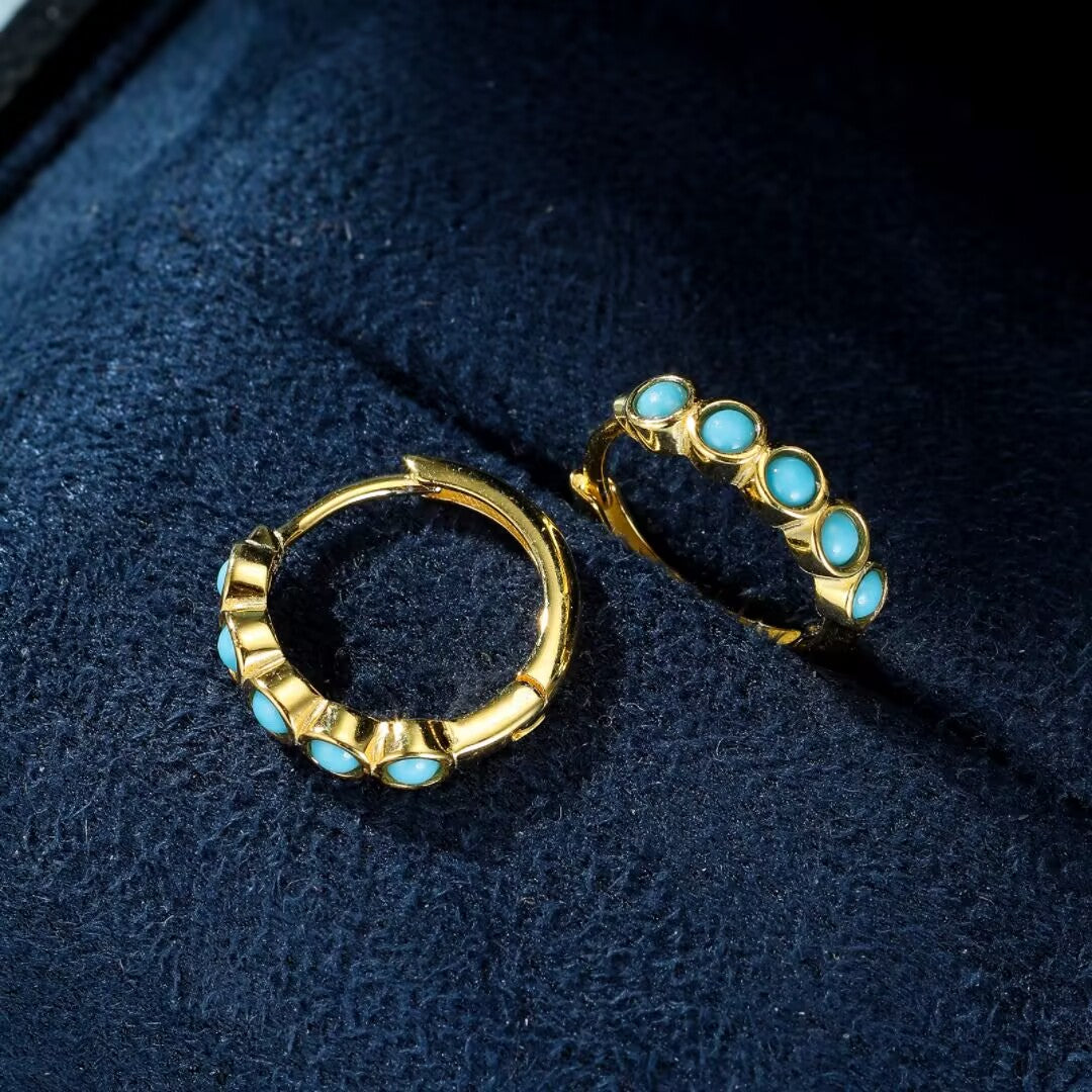 Turquoise Earrings “Blue Magic” Gold-Plated Silver