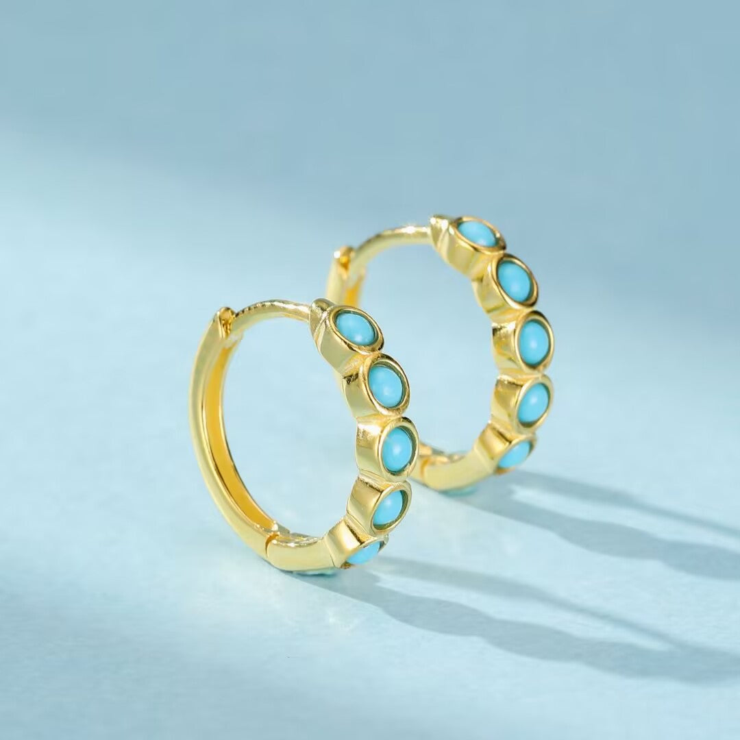 Turquoise Earrings “Blue Magic” Gold-Plated Silver