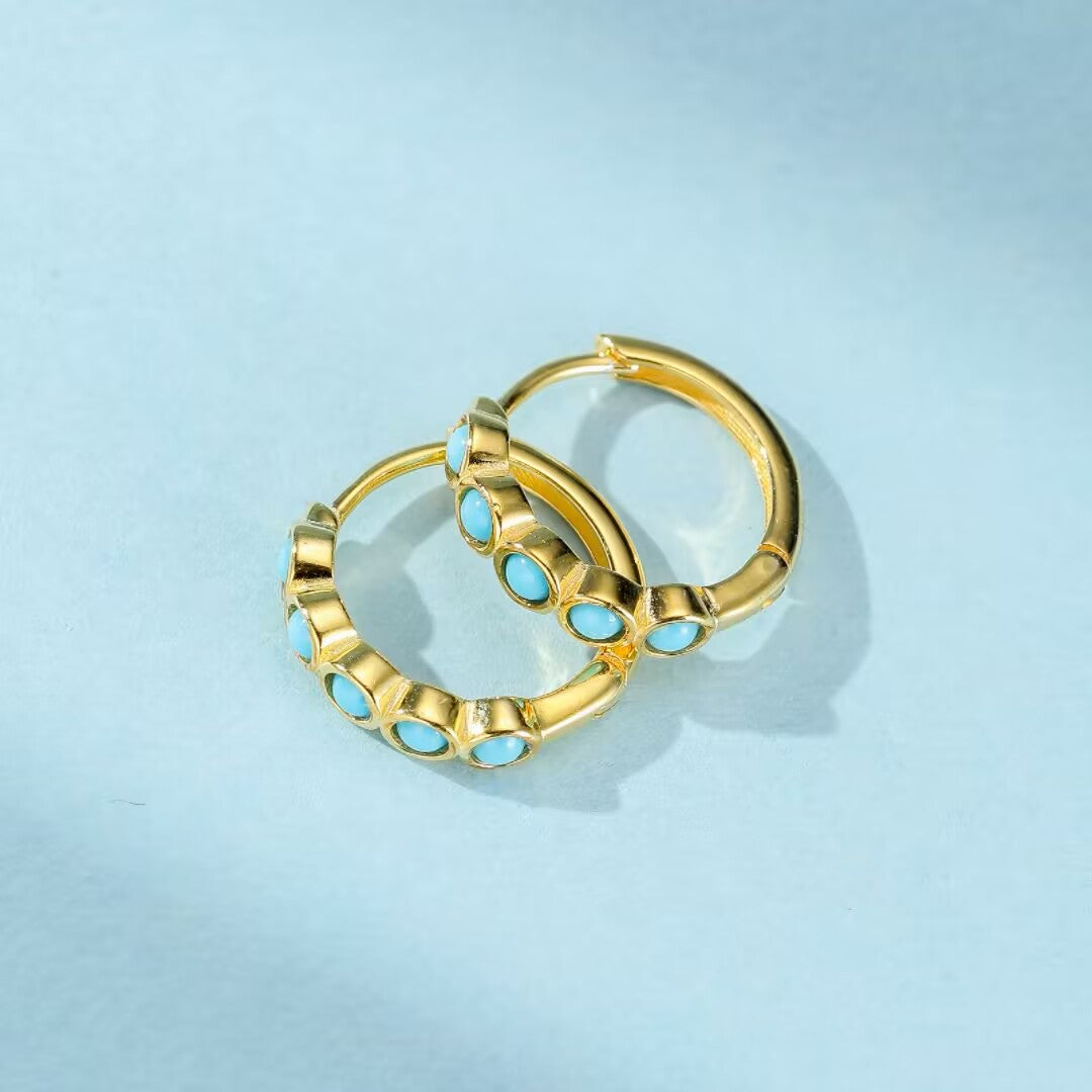 Turquoise Earrings “Blue Magic” Gold-Plated Silver