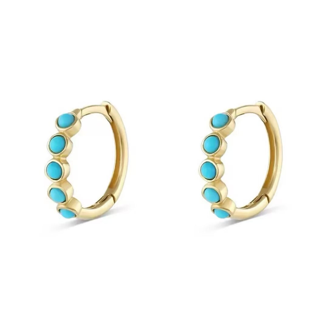 Turquoise Earrings “Blue Magic” Gold-Plated Silver