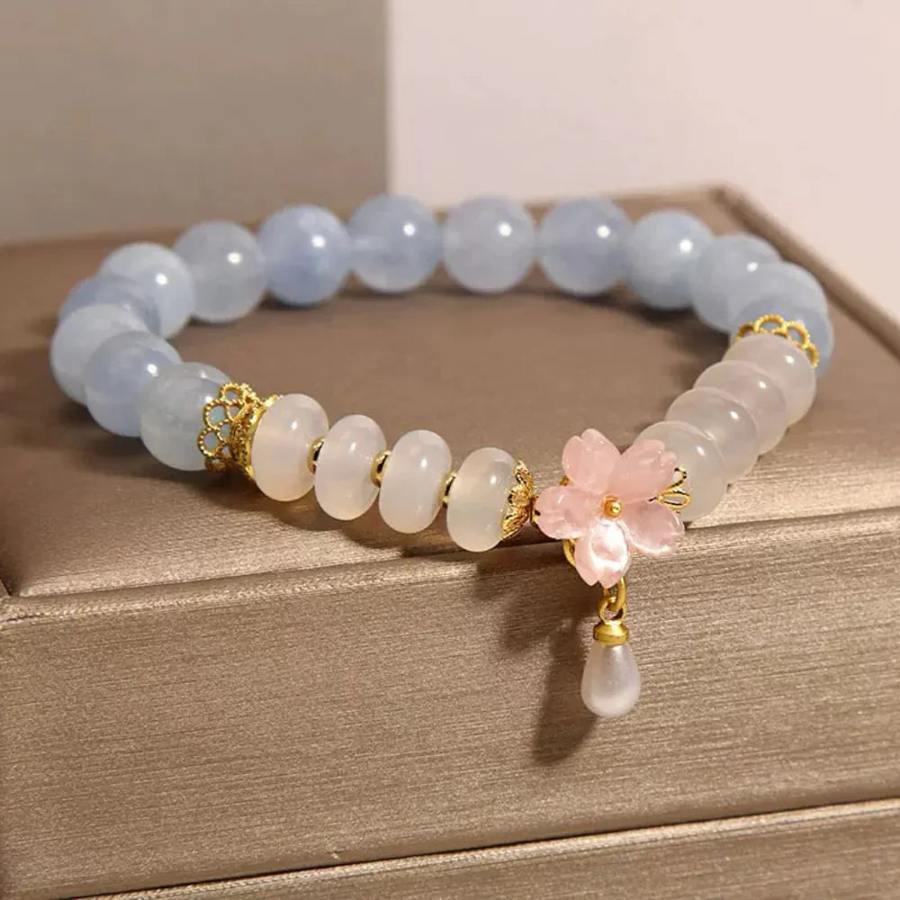 Bracelet Aigue-Marine et Agate "Pureté de Matin"