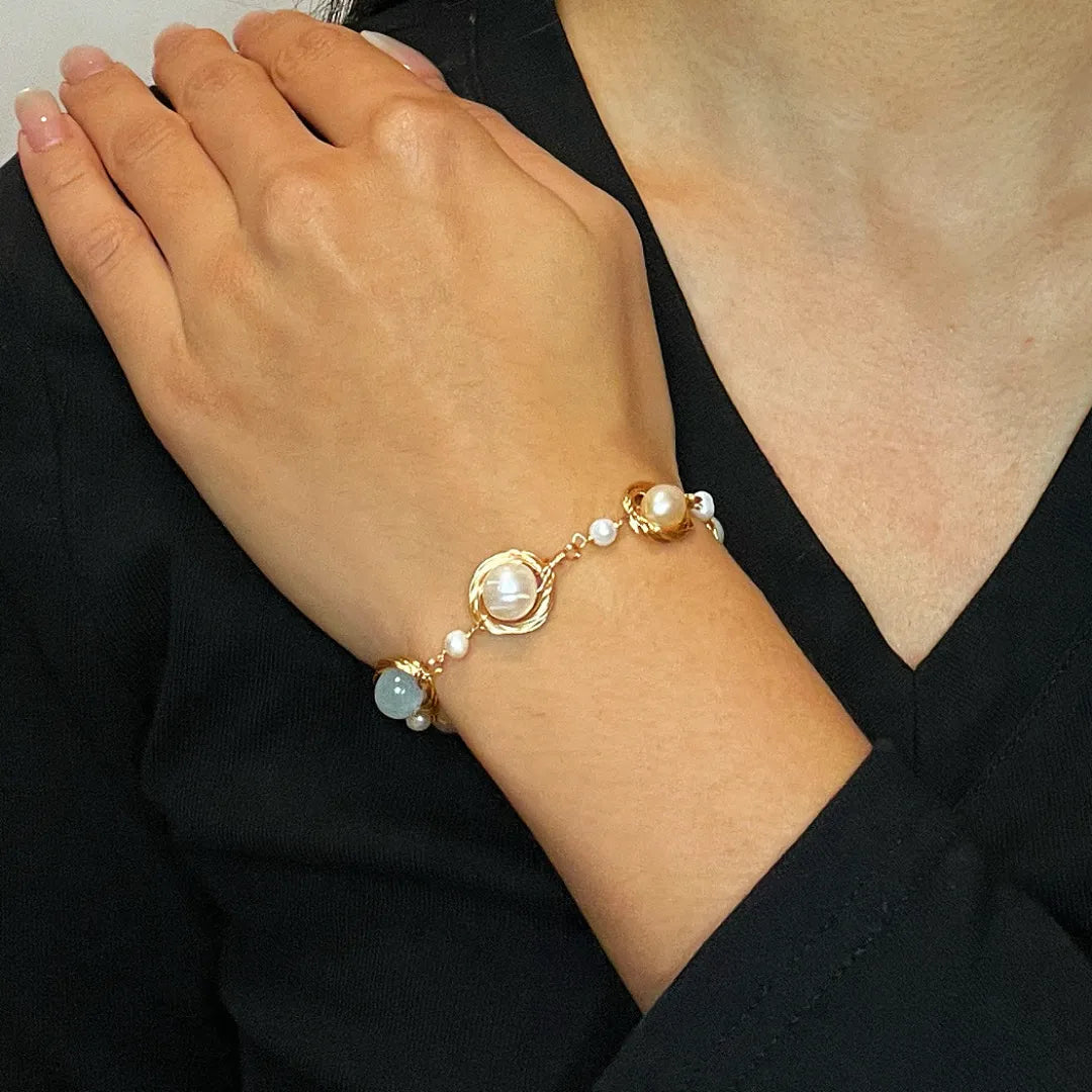 Bracciale Acquamarina e Perla "Mare Dolce"