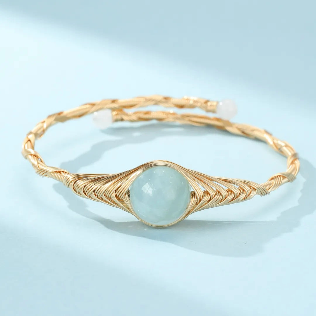 Bracciale Acquamarina "Potere Marino" Dorato Oro 14K