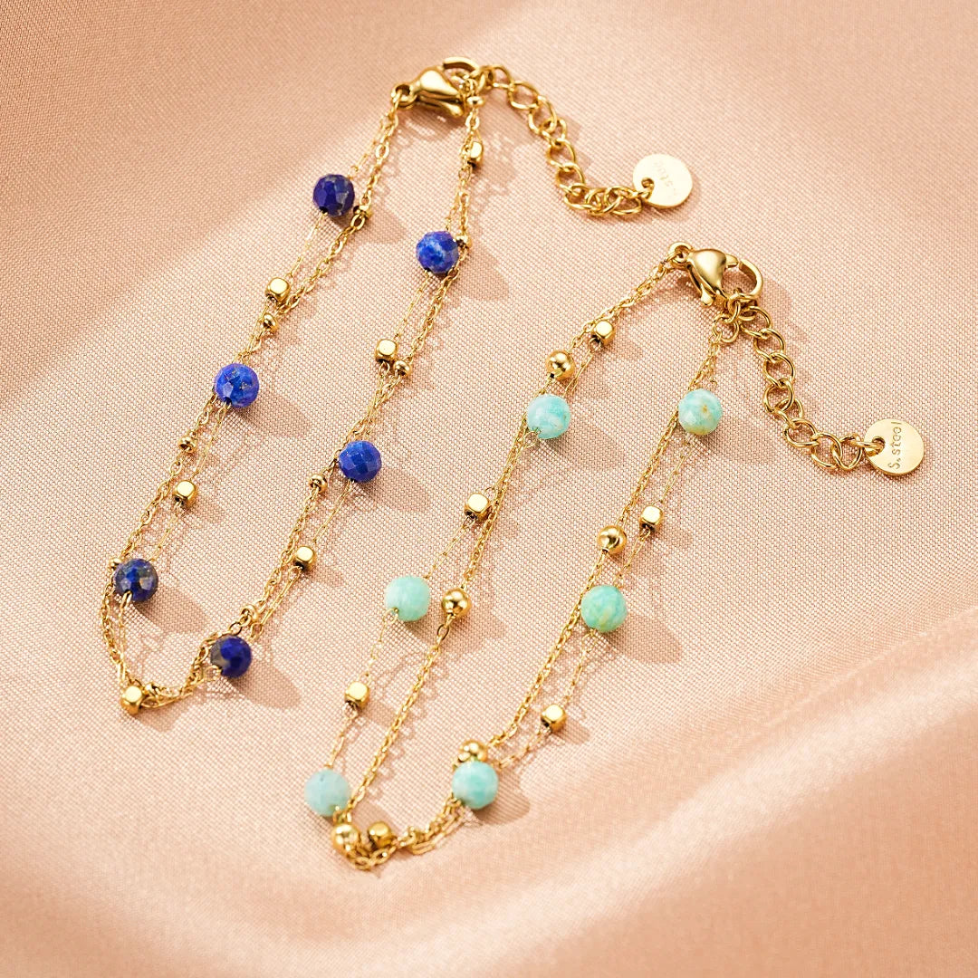 Lapis Lazuli oder Amazonit Armband "Harmonie Fine"