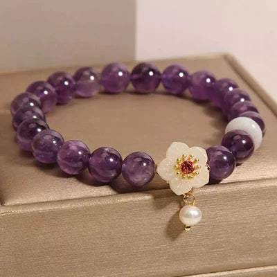 Bracciale Ametista Giada e Perla "Fiore d'Armonia"