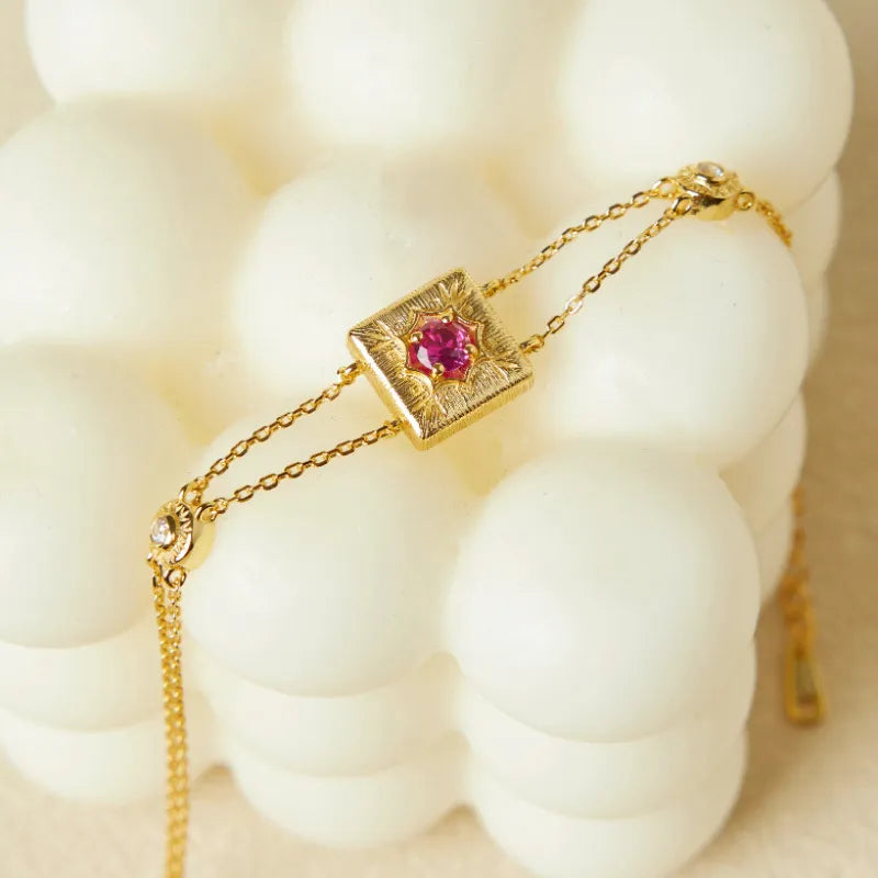 Pulsera Cornalina "Vida Alegre" Plata Dorada Oro