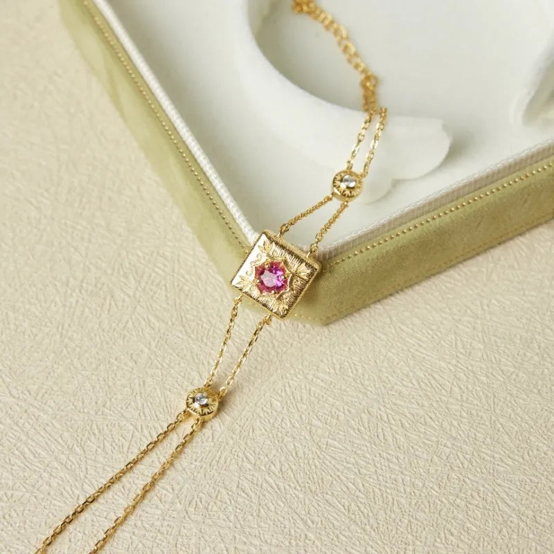 Pulsera Cornalina "Vida Alegre" Plata Dorada Oro