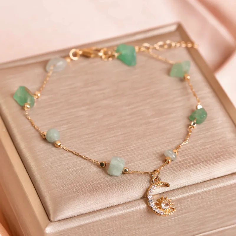 Anklet Aventurine or Rose Quartz "Celestial Breeze"