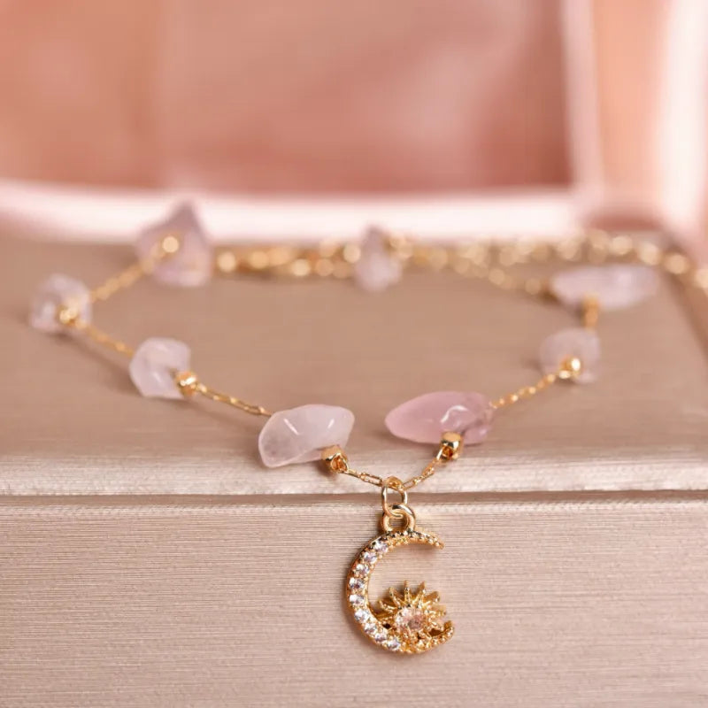 Anklet Aventurine or Rose Quartz "Celestial Breeze"