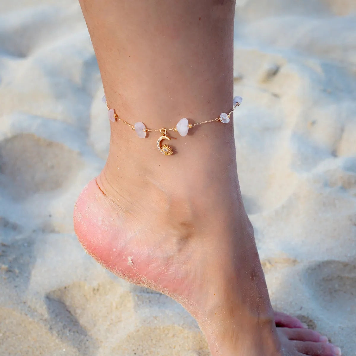 Anklet Aventurine or Rose Quartz "Celestial Breeze"