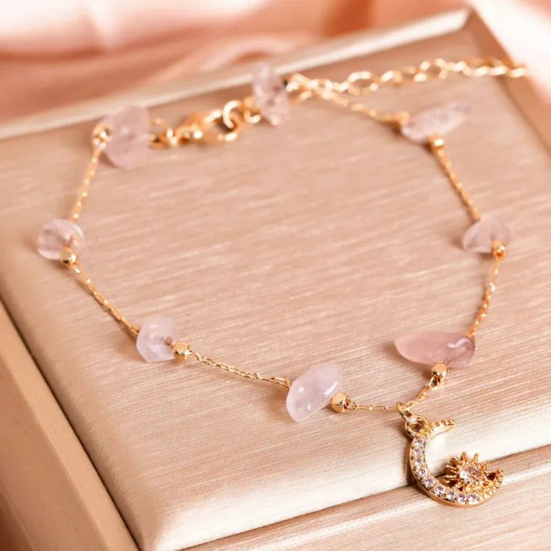 Anklet Aventurine or Rose Quartz "Celestial Breeze"