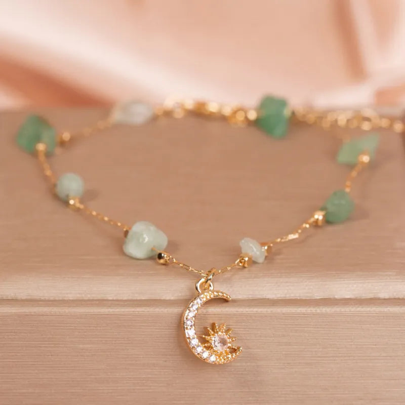 Anklet Aventurine or Rose Quartz "Celestial Breeze"