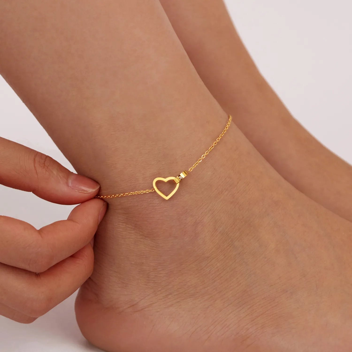 Bracelet de Cheville Cœur "Amour Fort"