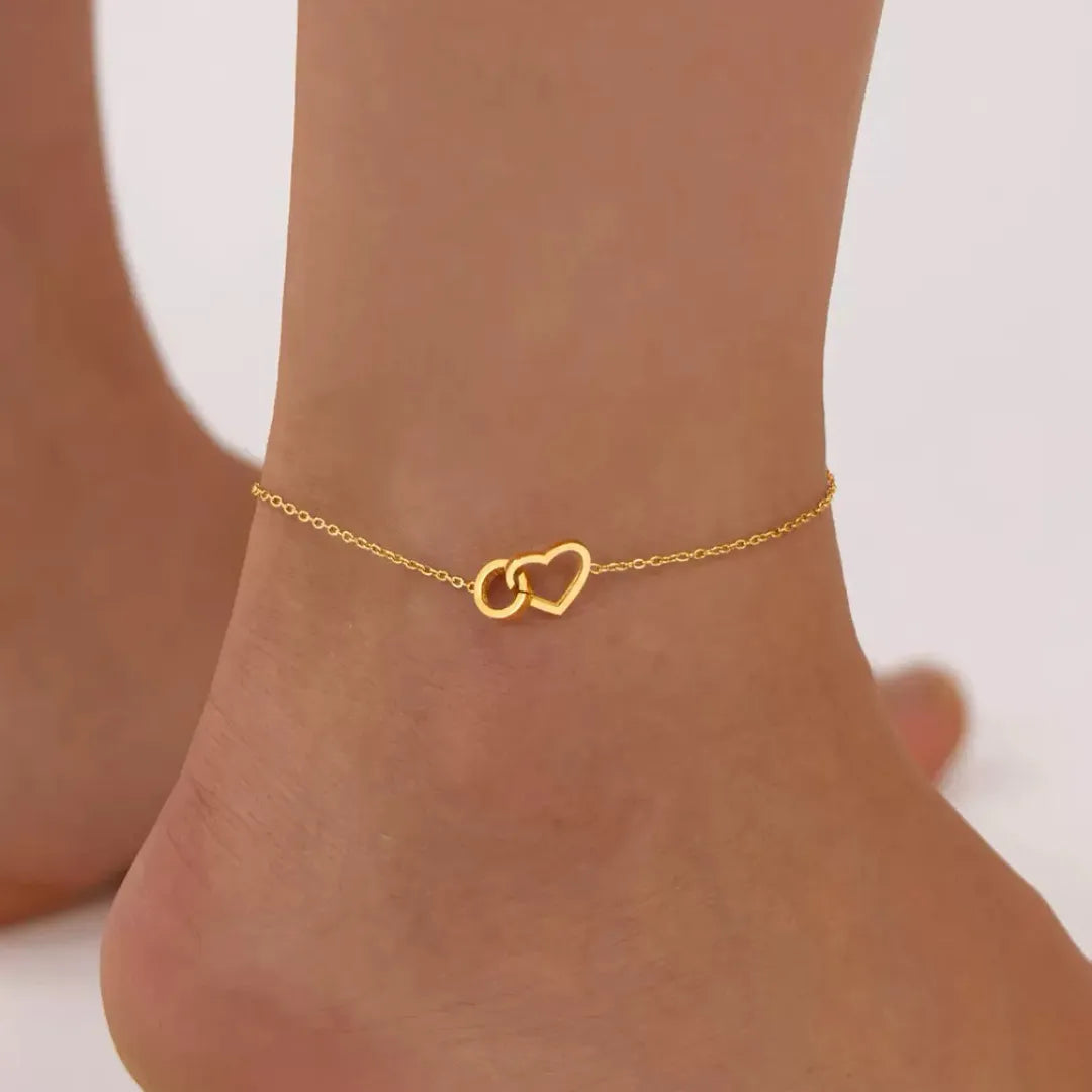 Bracelet de Cheville Cœur "Amour Fort"