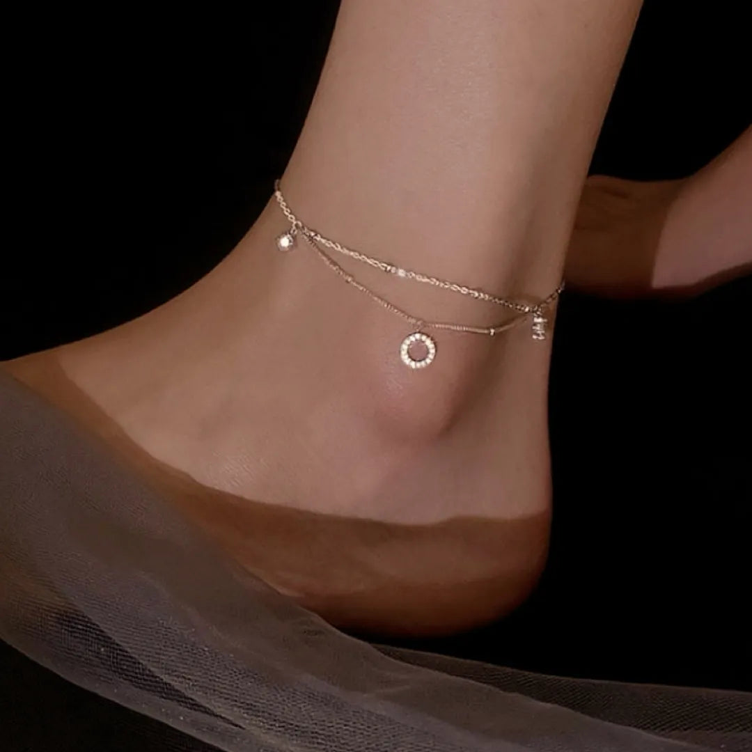 Bracelet de Cheville "Élégance Brillante" Argent