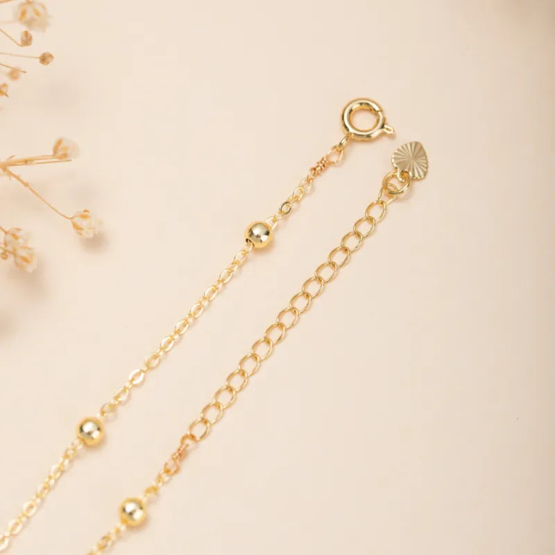Jade Anklet "Soft Green" Gold Plated Silver
