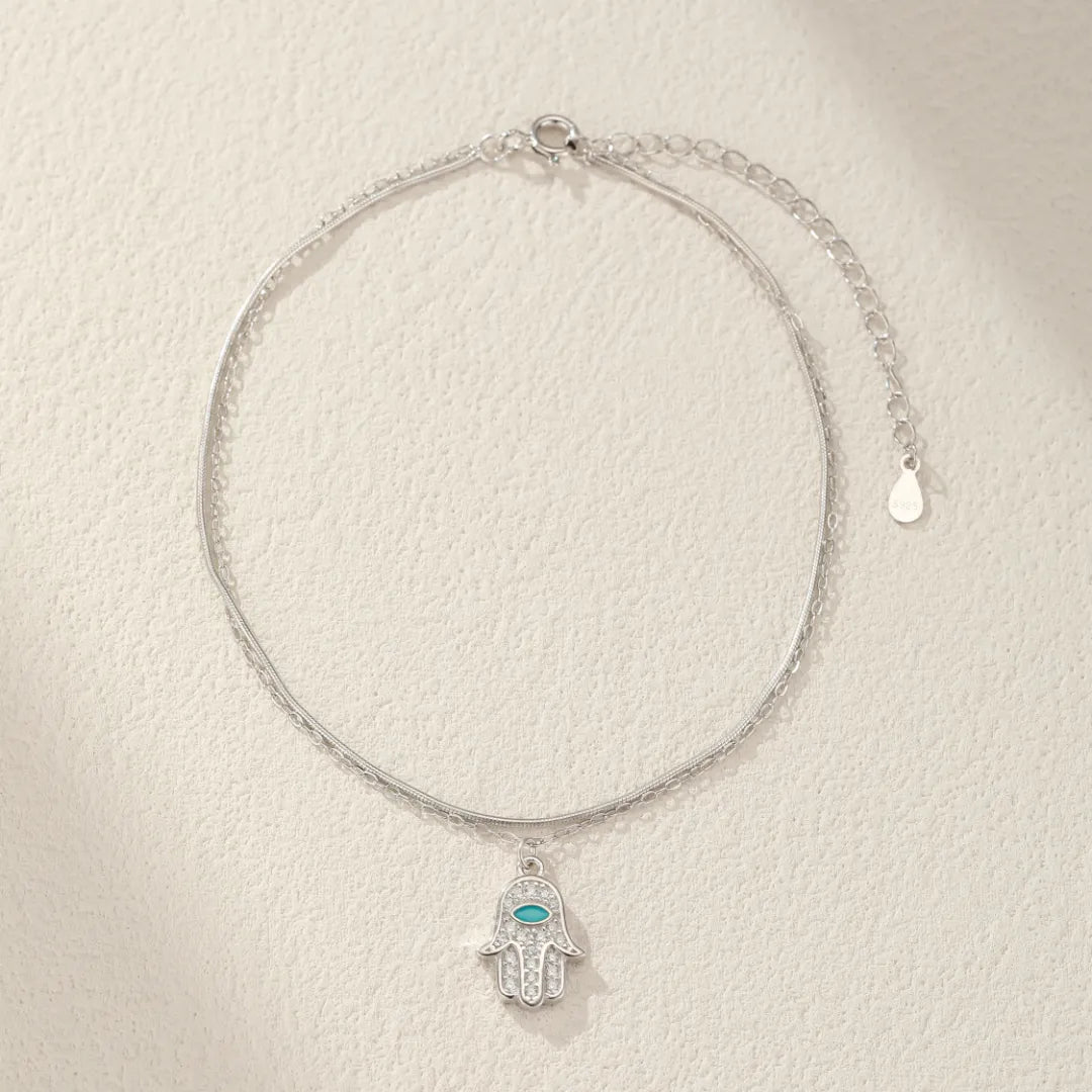 Bracelet de Cheville "Main de Fatma" Argent