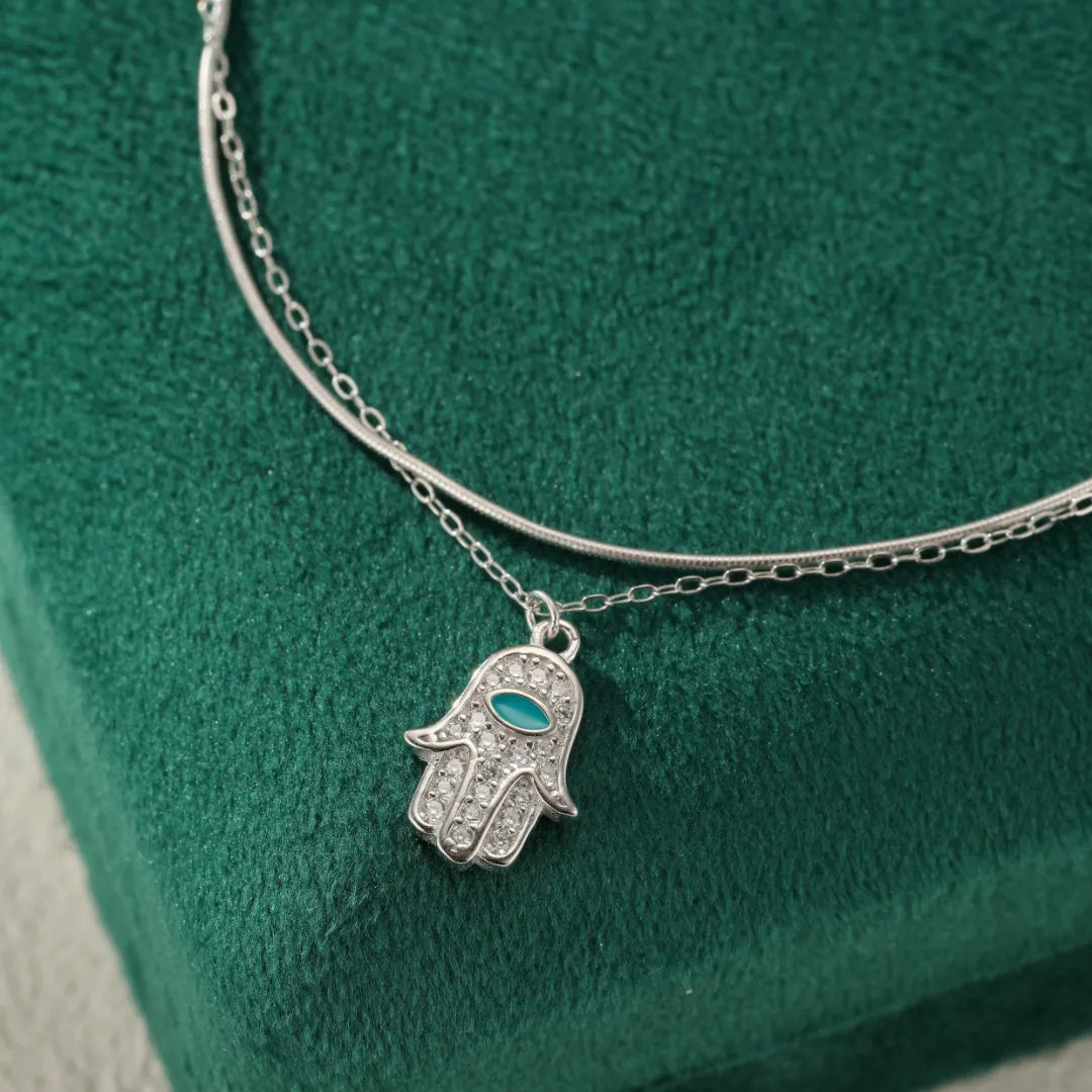 Cavigliera "Mano di Fatima" Argento