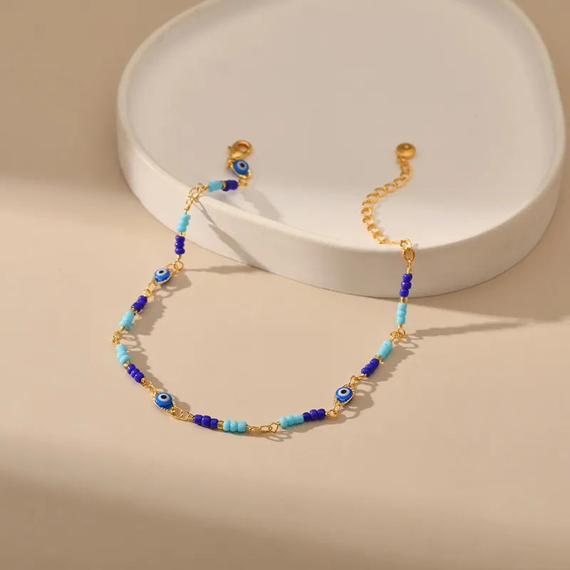 Gold Plated Evil Eye Anklet "Protective Amulet"
