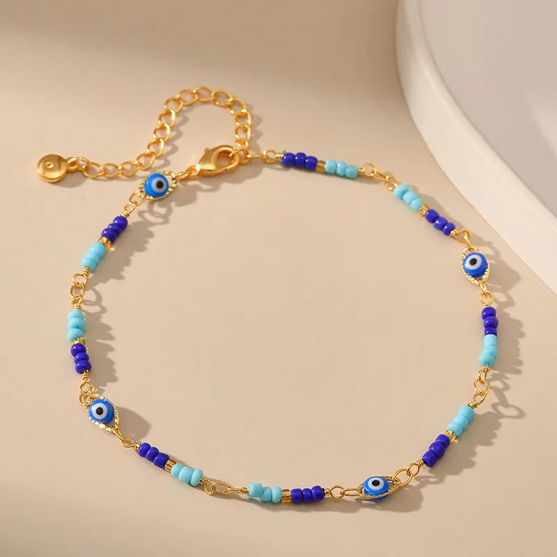 Gold Plated Evil Eye Anklet "Protective Amulet"