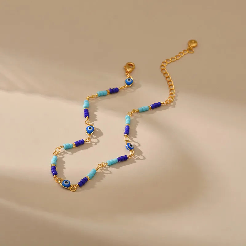 Gold Plated Evil Eye Anklet "Protective Amulet"