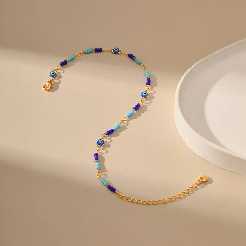 Gold Plated Evil Eye Anklet "Protective Amulet"