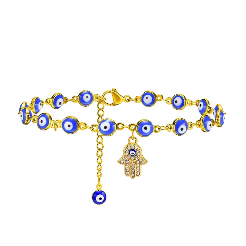 Bracelet de Cheville Mauvais Œil et Khamsa "Protection Spirituelle"