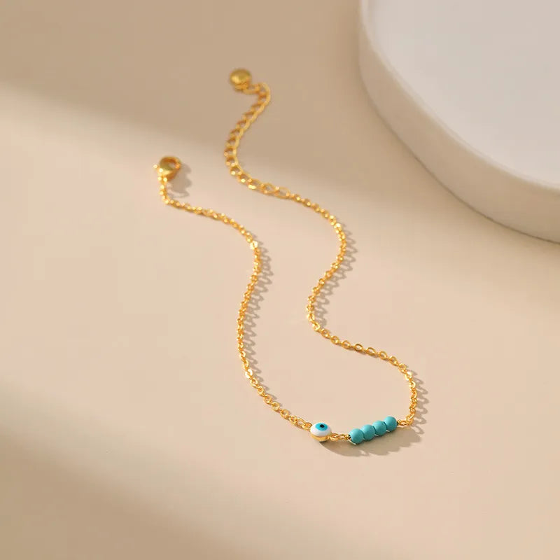 Gold Plated Evil Eye Anklet "Balanced Protection"
