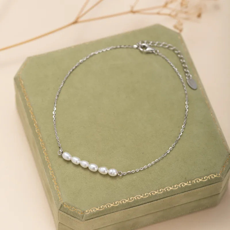 Bracelet de Cheville Perle "Pureté Élégante" Argent