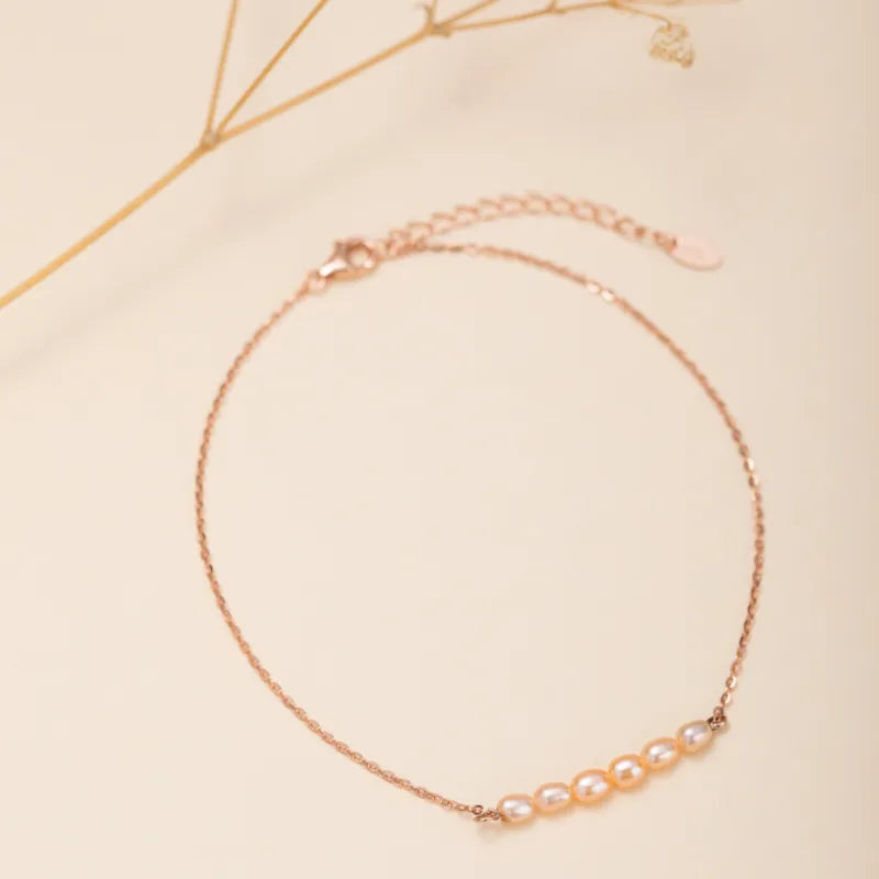Anklet Pearl "Elegant Purity" Silver