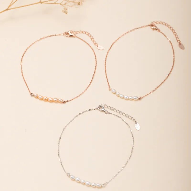 Anklet Pearl "Elegant Purity" Silver