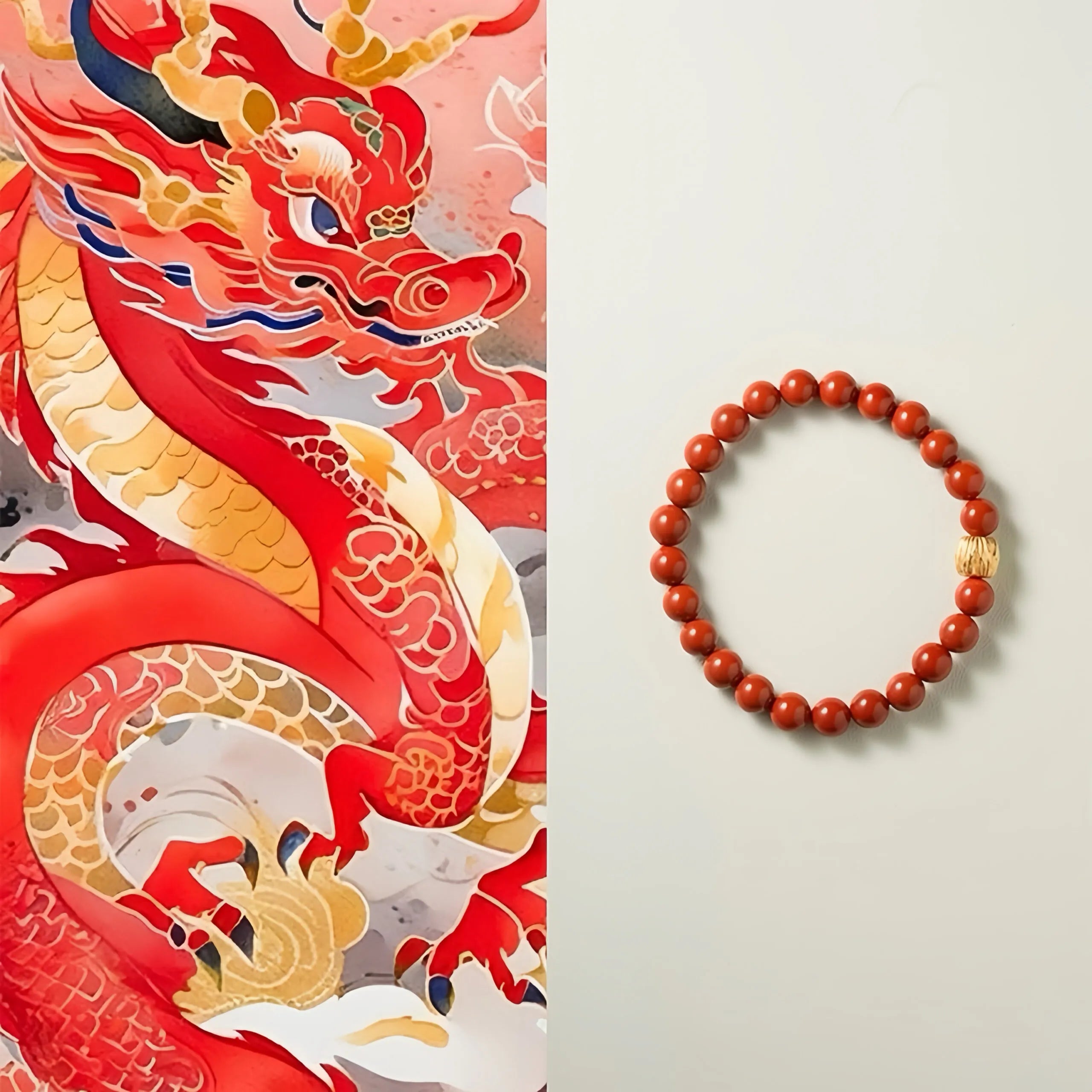 Bracelet en agate rouge avec accents en argent plaqué or, perles vibrantes évoquant le soleil, pour dynamisme et confiance en soi.