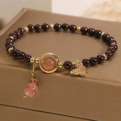 Bracciale Granato e Quarzo Fragola "Meraviglia Farfalla"