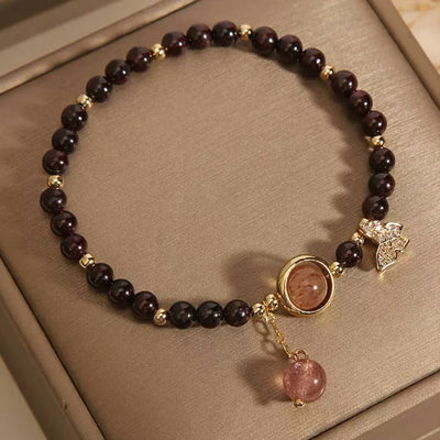 Bracciale Granato e Quarzo Fragola "Meraviglia Farfalla"