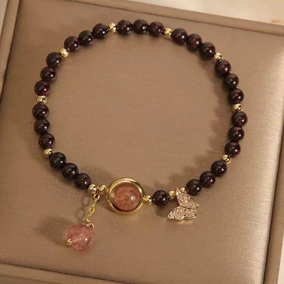 Bracciale Granato e Quarzo Fragola "Meraviglia Farfalla"