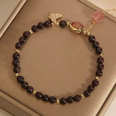 Bracciale Granato e Quarzo Fragola "Meraviglia Farfalla"