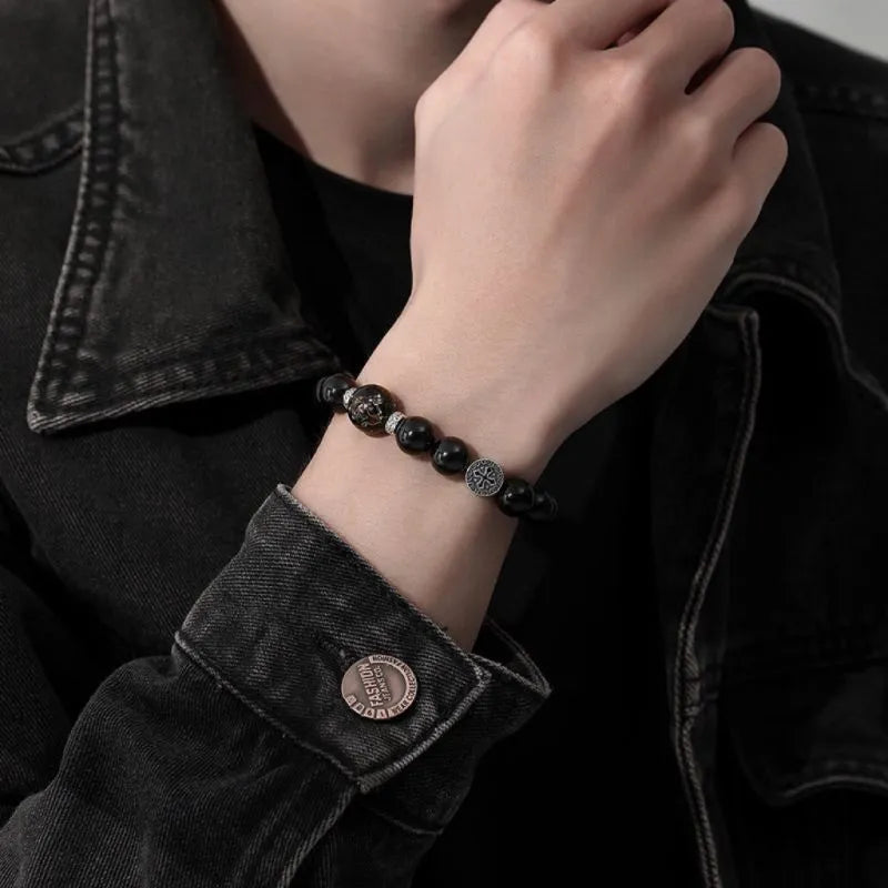 
Pulsera Hombre Obsidiana "Fuerza Interior" Plata