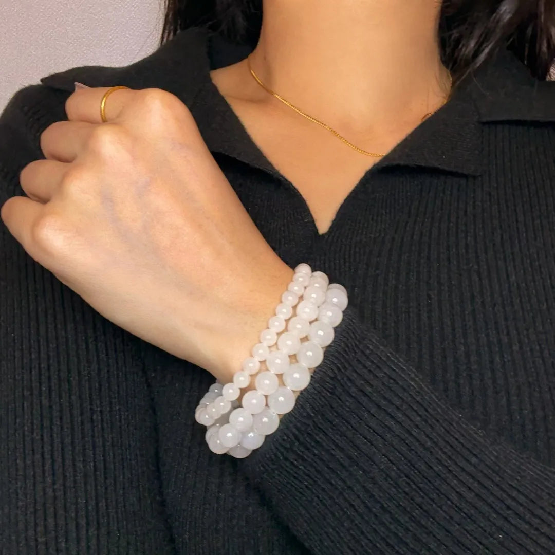 Bracelet Jade Blanc "Douceur Blanche"