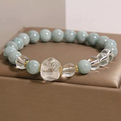 Bracciale Giada e Cristallo di Rocca "Chiarezza Lenitiva"