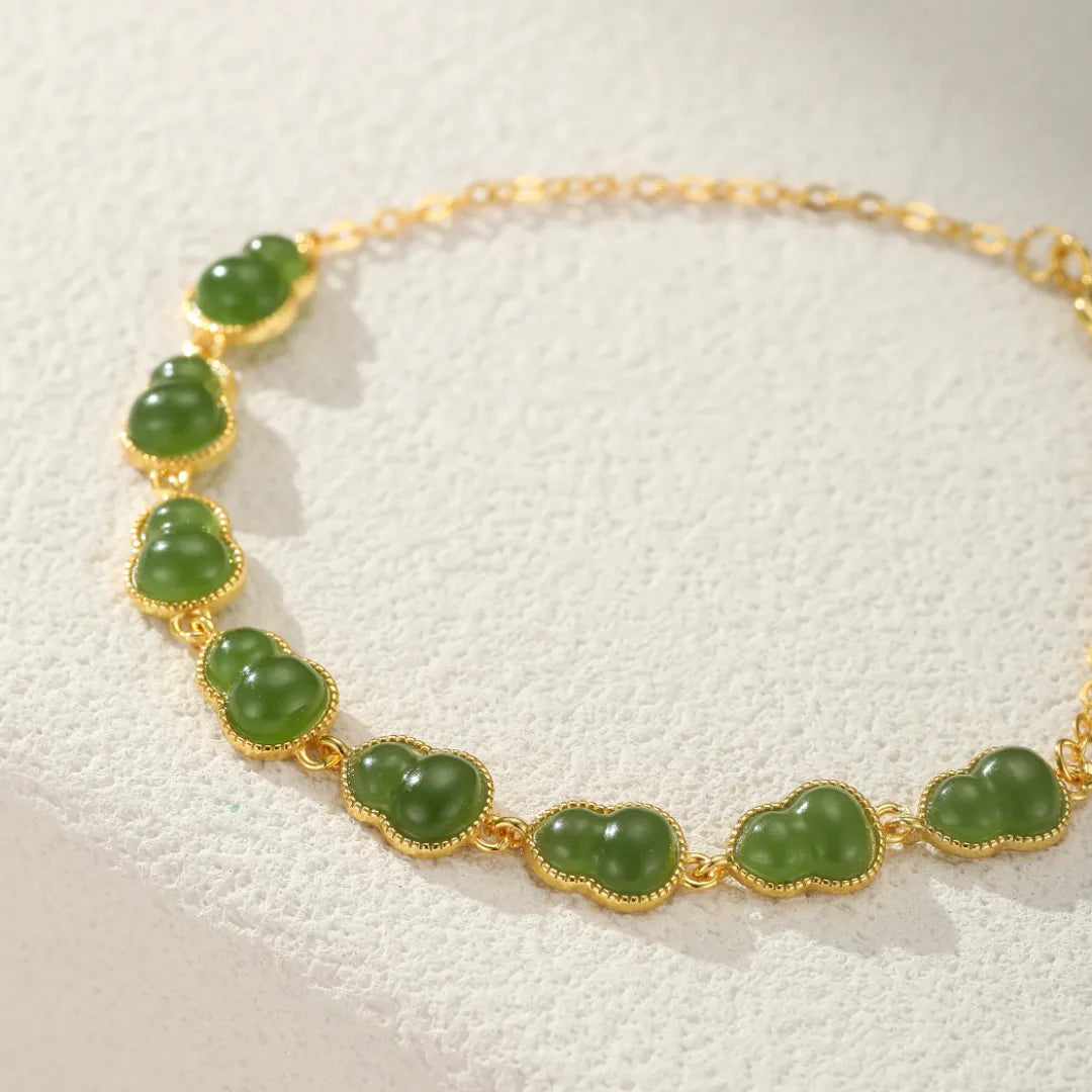 Pulsera Jade “Gourd d’Eternidad” Plata Dorada Oro