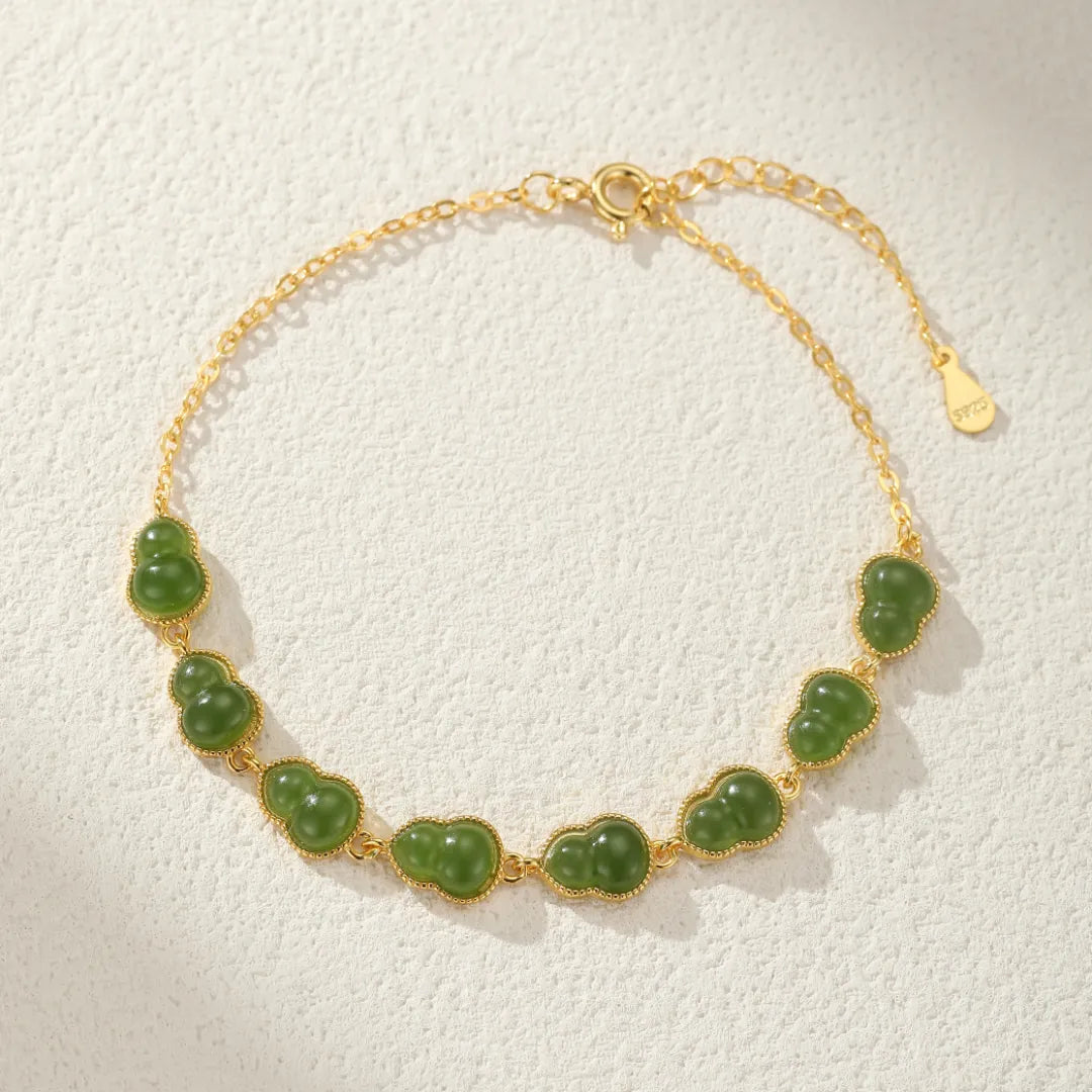 Pulsera Jade “Gourd d’Eternidad” Plata Dorada Oro