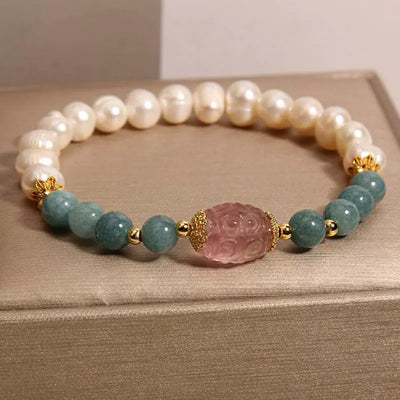 Bracciale Giada Perla e Fluorite "Purezza Naturale"