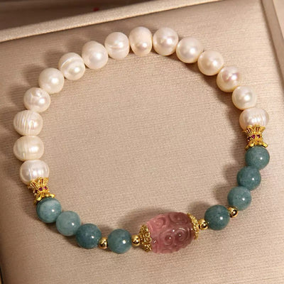 Bracciale Giada Perla e Fluorite "Purezza Naturale"