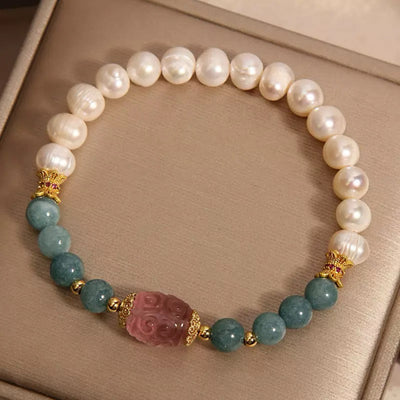Bracciale Giada Perla e Fluorite "Purezza Naturale"